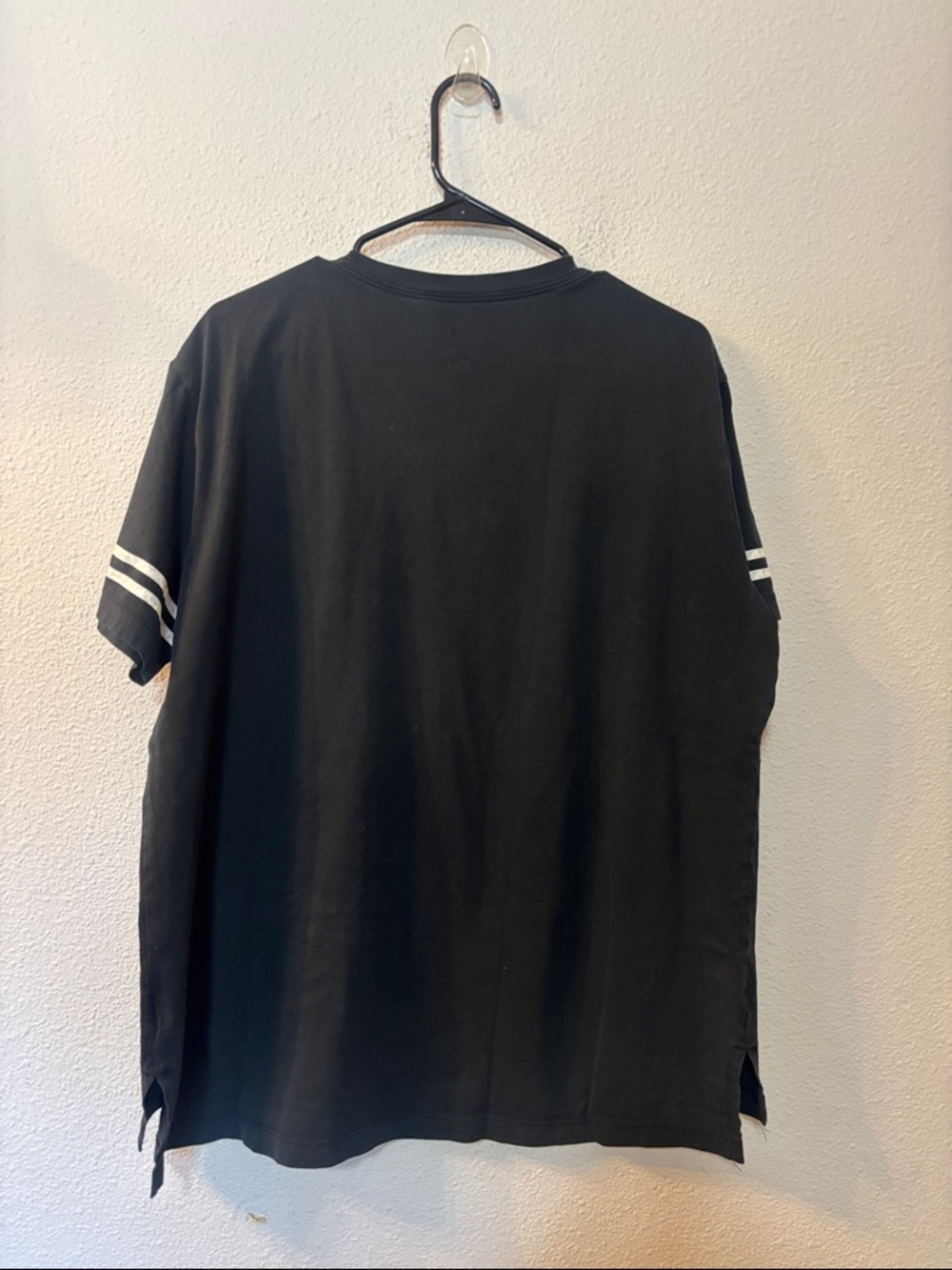 Nike Black Tee with White Swoosh and Sleeve Stripes - Picture 7 of 7